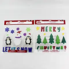 2 Packages Of Holiday Time Christmas  Gel Clings Merry Christmas Let It Snow
