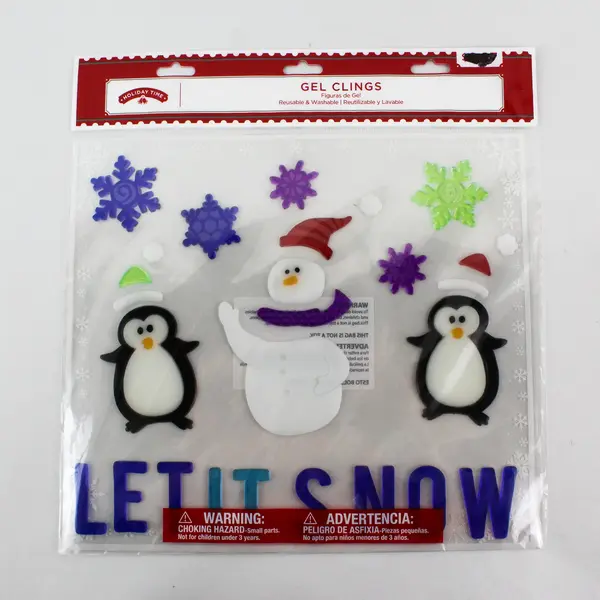 2 Packages Of Holiday Time Christmas  Gel Clings Merry Christmas Let It Snow