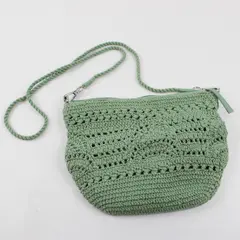 North Style Solid Mochi Green Color Woven Shoulder Bag Silver Hardware