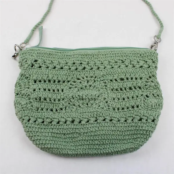 North Style Solid Mochi Green Color Woven Shoulder Bag Silver Hardware
