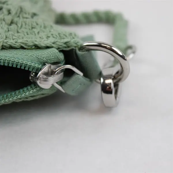 North Style Solid Mochi Green Color Woven Shoulder Bag Silver Hardware
