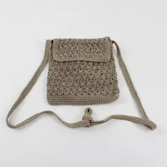 Unbranded Solid Beige Color Woven Across The Shoulder Small Hand Bag Rectangle