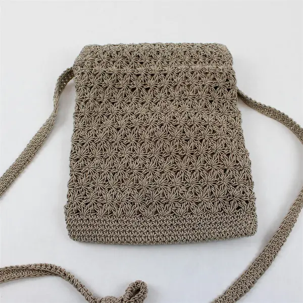 Unbranded Solid Beige Color Woven Across The Shoulder Small Hand Bag Rectangle
