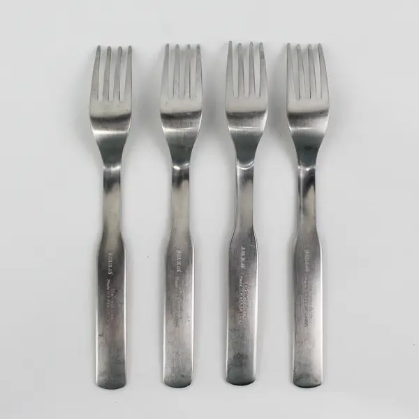 Lot of 4 IKEA 365+ Stainless Steel Silverware  Salad Forks Fiddle Shape Handle
