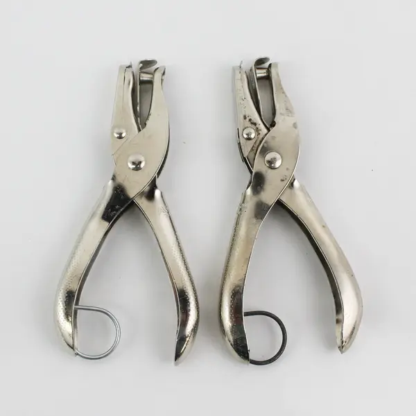 Lot of 2 Vintage ACCO 74005 Chrome Single Hole Paper Punch - Tested