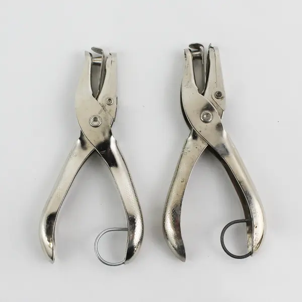 Lot of 2 Vintage ACCO 74005 Chrome Single Hole Paper Punch - Tested