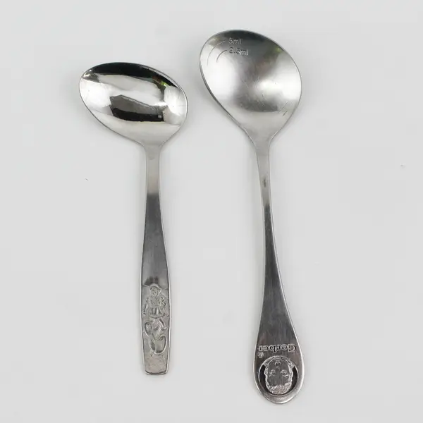 Set of 2 Mismatched Stainless Steel Medicine Feeding Spoons Gerber Herosil
