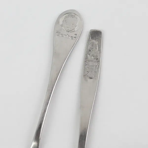 Set of 2 Mismatched Stainless Steel Medicine Feeding Spoons Gerber Herosil
