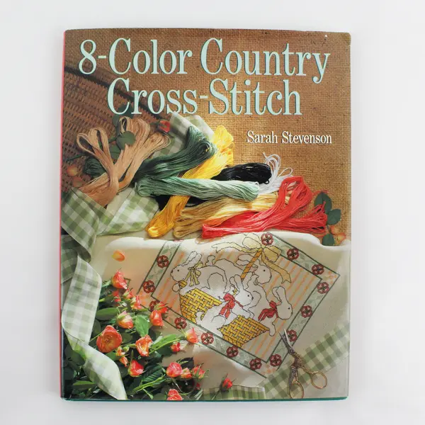VTG 8-Color Country Cross-Stitch by Sarah Stevenson 1995 Hardcover DJ Good