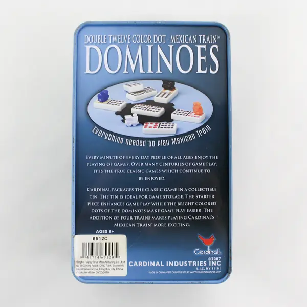 Cardinal Classic Games Double Twelve Color Dot Mexican Train Dominoes in Tin