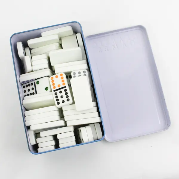 Cardinal Classic Games Double Twelve Color Dot Mexican Train Dominoes in Tin