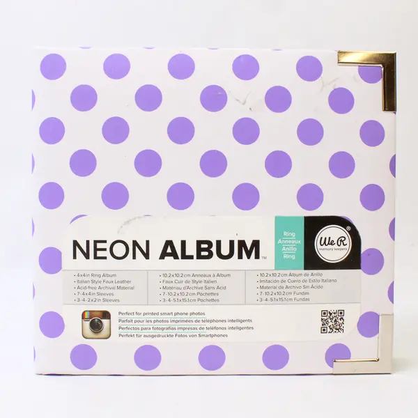 We R Memory Keepers - Polka Dot - "Neon Album" 4x4 Ring Photo Album w/Inserts
