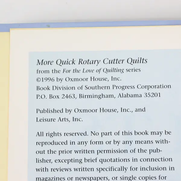 Vintage More Quick Rotary Cutter Quilts by Pam Bono Designs 1996 Hardcover Good