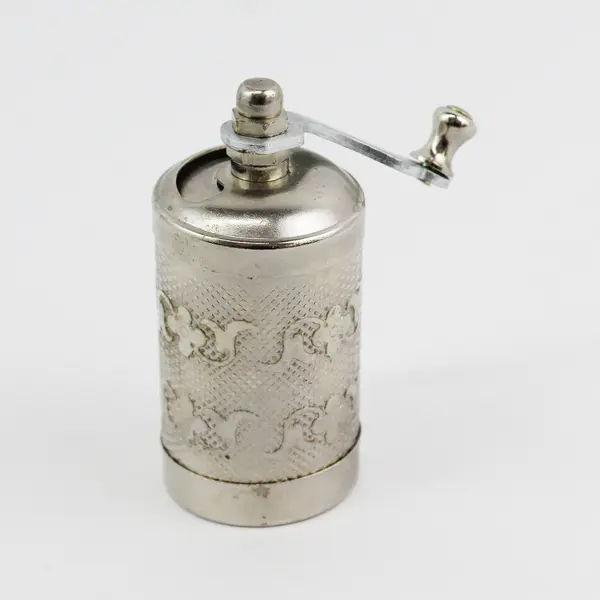 Unbranded Silver-Toned Turkish Spice Grinder Mill - Floral Embossing Patterns 3"