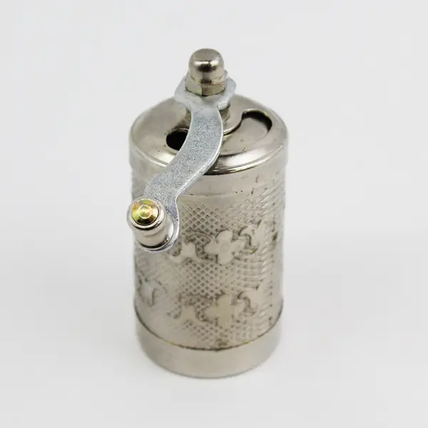 Unbranded Silver-Toned Turkish Spice Grinder Mill - Floral Embossing Patterns 3"