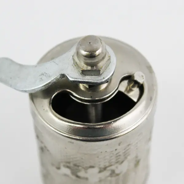 Unbranded Silver-Toned Turkish Spice Grinder Mill - Floral Embossing Patterns 3"