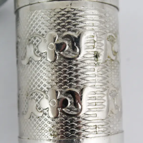 Unbranded Silver-Toned Turkish Spice Grinder Mill - Floral Embossing Patterns 3"