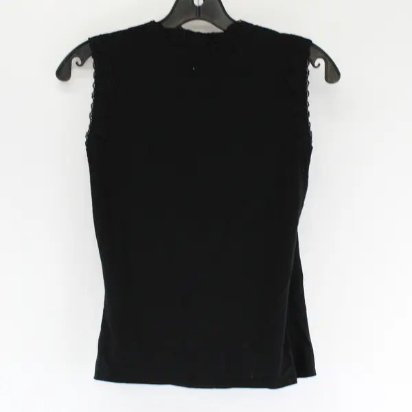 WHBM Women's S Blk Sleeveless Lace Trim V-Neck Tank Top w/Harley Davidson Patch