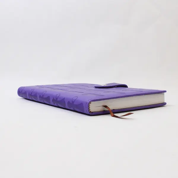 Unbranded Purple Cross Decal Faux Leather Lined Notebook w/Magnetic Snap Clasp
