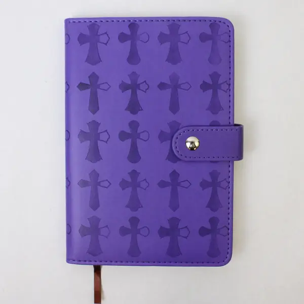 Unbranded Purple Cross Decal Faux Leather Lined Notebook w/Magnetic Snap Clasp