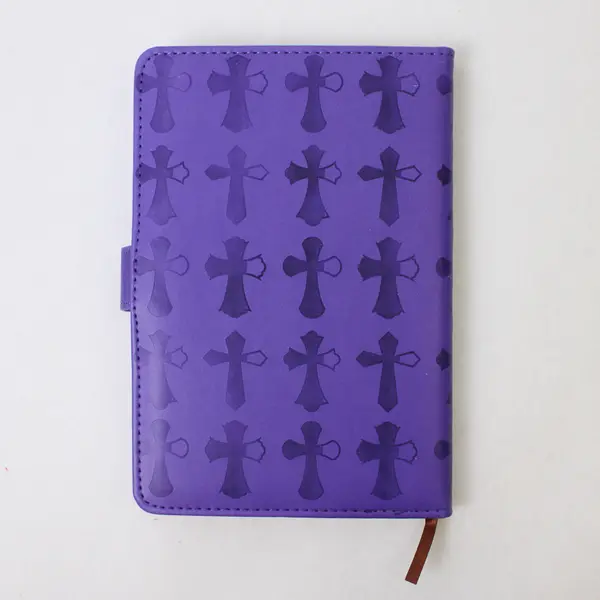 Unbranded Purple Cross Decal Faux Leather Lined Notebook w/Magnetic Snap Clasp