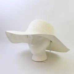 Unbranded Solid White Color 5" Wide Brimmed Sun Hat 100% Paper Womens One Size
