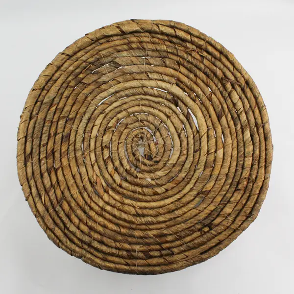 Unbranded Brown Woven Decorative Round Basket With Handles 12" Diameter