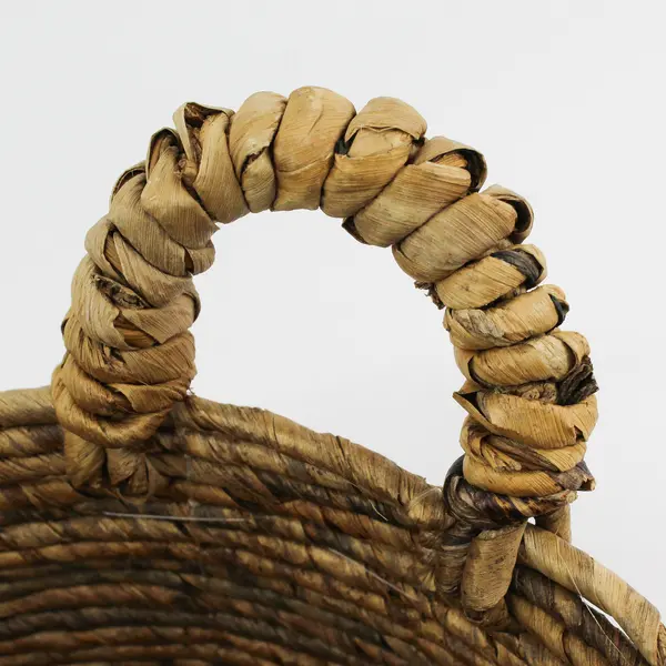 Unbranded Brown Woven Decorative Round Basket With Handles 12" Diameter