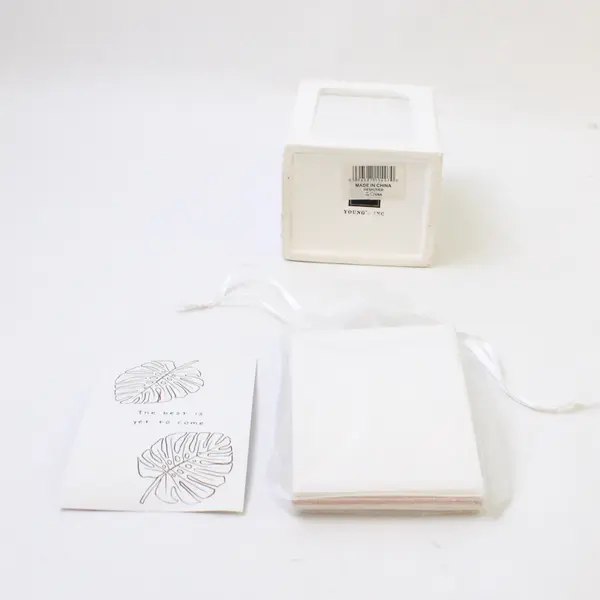 Young's Inc Solid White Floral Patterned Ceramic Card/Polaroid Holder 4.75" Tall