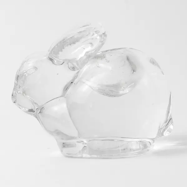 Unbranded Cute Clear Art Glass Bunny/Rabbit Figurine Candle Holder 2.5" Long