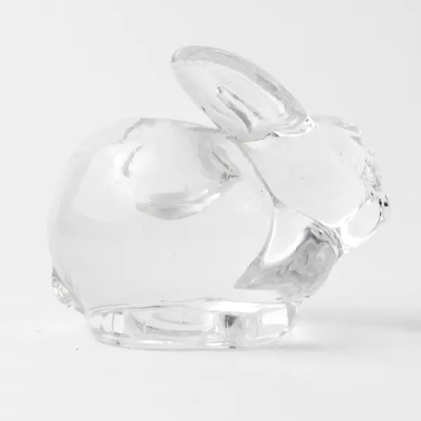 Unbranded Cute Clear Art Glass Bunny/Rabbit Figurine Candle Holder 2.5" Long