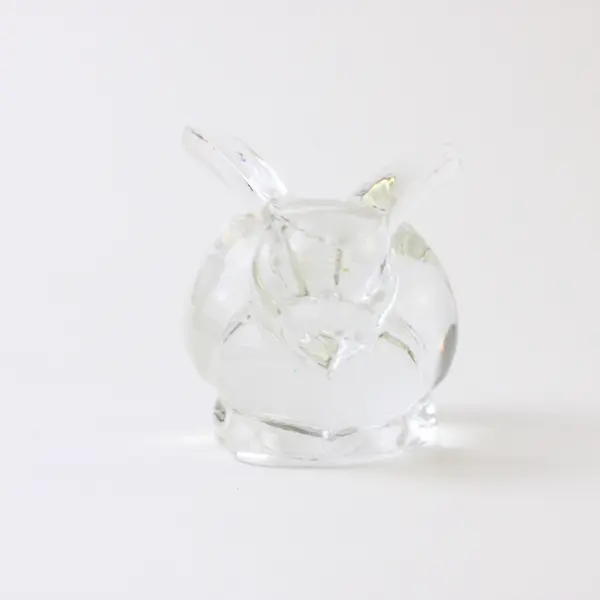 Unbranded Cute Clear Art Glass Bunny/Rabbit Figurine Candle Holder 2.5" Long