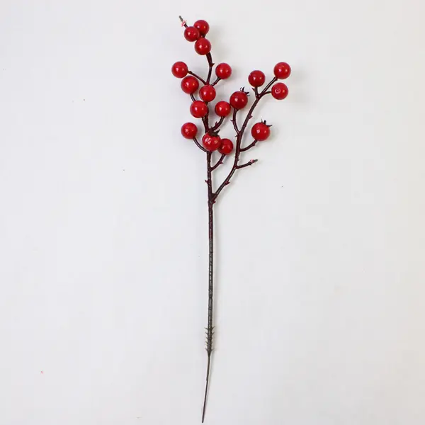Lot of 10 Decorative Holly Berry Twigs 12in Christmas Floral Stems