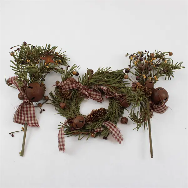 Lot of 3 Holiday Decorations 2 Decorated Boughs & Candle Wreath Pinecones