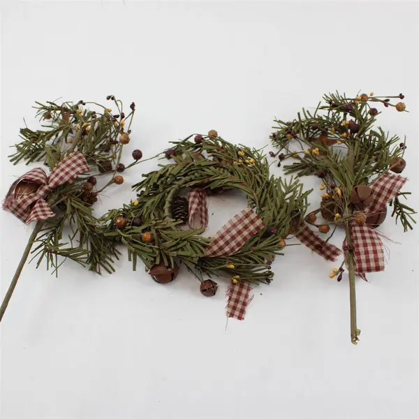 Lot of 3 Holiday Decorations 2 Decorated Boughs & Candle Wreath Pinecones