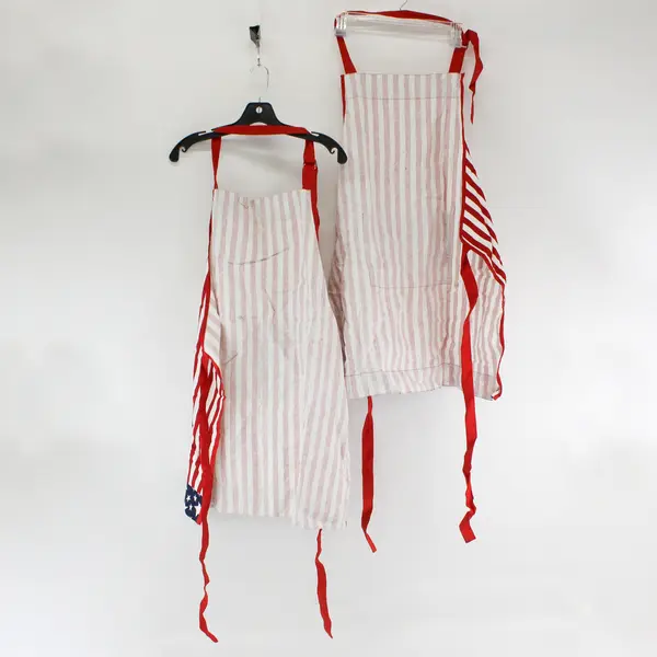 Lot of 2 USA Flag Patriotic Cotton Kitchen Aprons, 2007