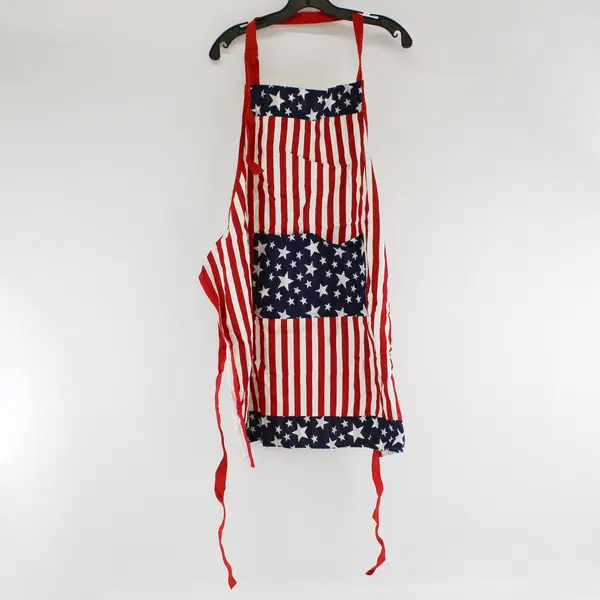 Lot of 2 USA Flag Patriotic Cotton Kitchen Aprons, 2007