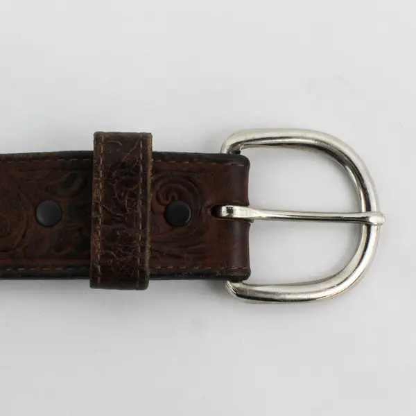 Silver Creek Size 38 Brown Embossed Floral Scroll Genuine Leather Belt