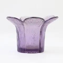 Unbranded Clear Purple Pressed Glass Flower Petal Shaped Votive Candle Holder 3"