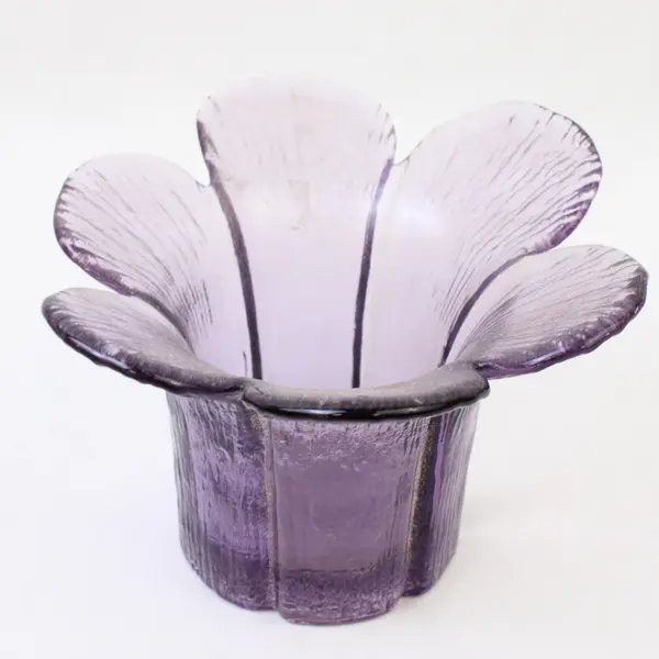 Unbranded Clear Purple Pressed Glass Flower Petal Shaped Votive Candle Holder 3"