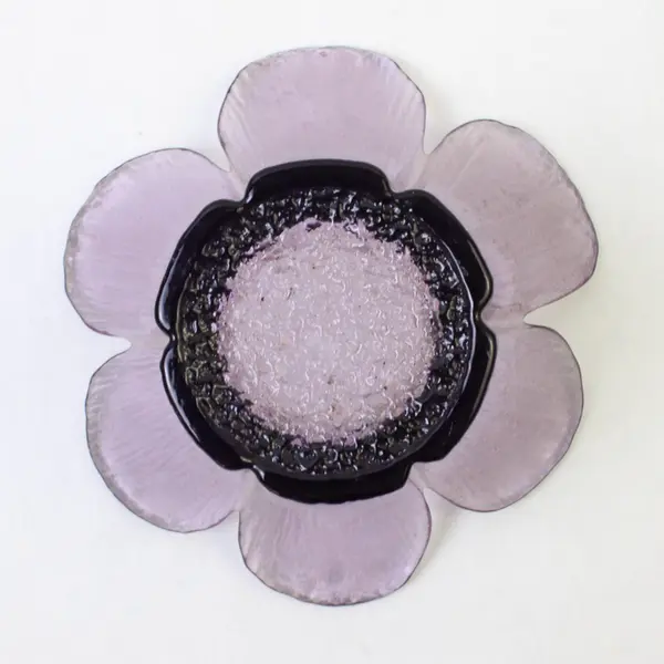 Unbranded Clear Purple Pressed Glass Flower Petal Shaped Votive Candle Holder 3"