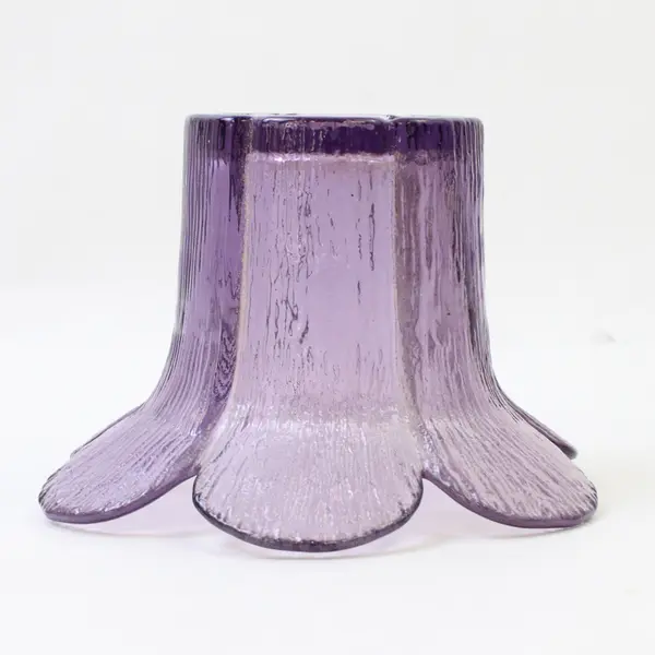 Unbranded Clear Purple Pressed Glass Flower Petal Shaped Votive Candle Holder 3"