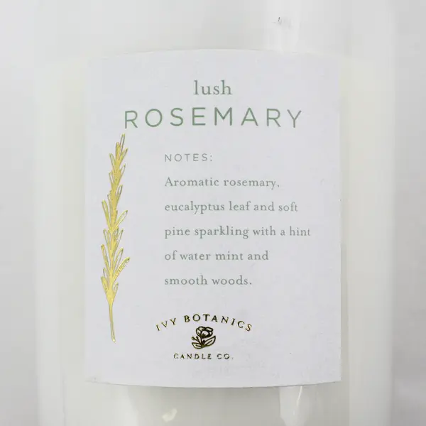 Ivy Botanics Candle Co. Lush Rosemary 14.8oz Large Double Wick - USED 