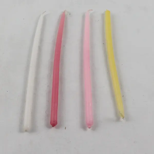 Lot of 22 Hand-Dipped Taper Dinner Candles Pink Yellow White