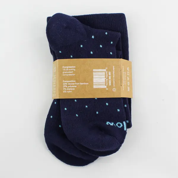 Wellow Unisex Size M Wide Calf - Blue/Blue Dots - Premium Compression Socks New