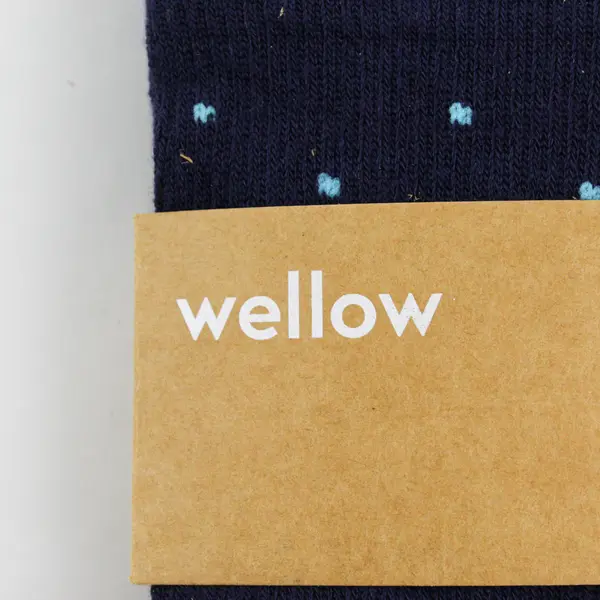 Wellow Unisex Size M Wide Calf - Blue/Blue Dots - Premium Compression Socks New
