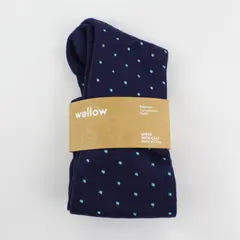 Wellow Premium Compression Socks Unisex Size L Wide Calf Blue Dots New