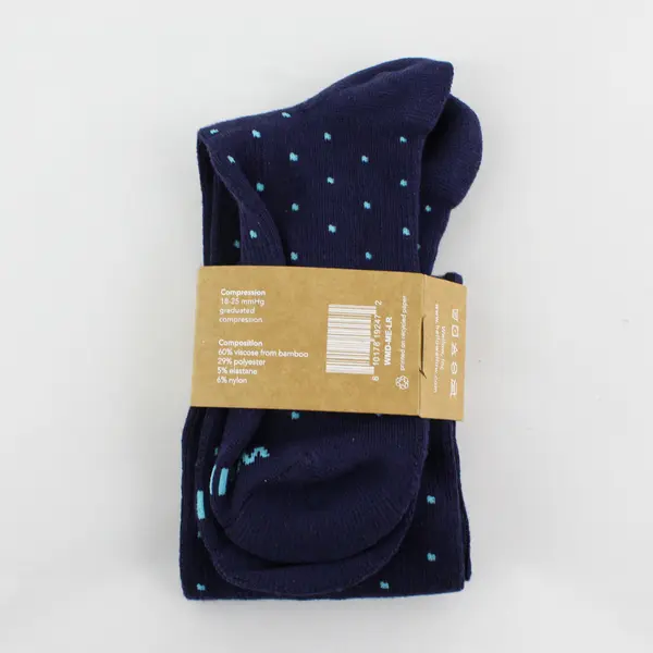 Wellow Premium Compression Socks Unisex Size L Wide Calf Blue Dots New