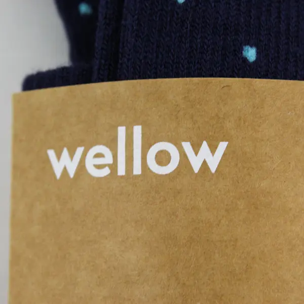 Wellow Premium Compression Socks Unisex Size L Wide Calf Blue Dots New