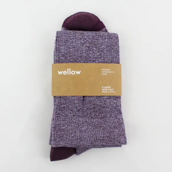 Lot of 2 Wellow Unisex XL Wide Calf - Purple/Blue Premium Compression Socks New